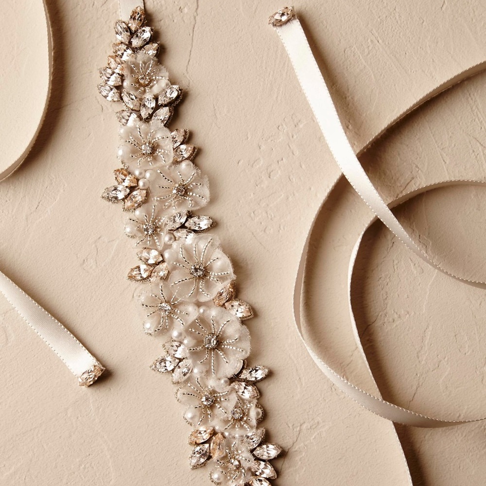 BHLDN Sparkling Gardenia Bridal Sash